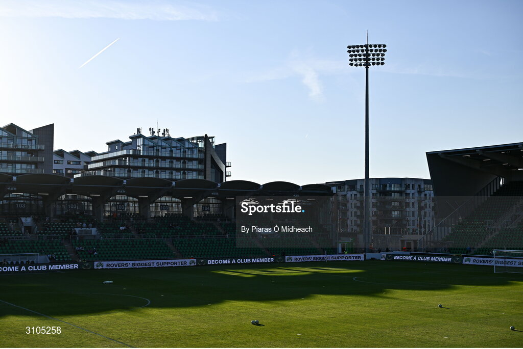 11 April 2025; A general view of the pitch before the SSE Airtricity Men's Premier Division match between Shamrock Rovers and Waterford at Tallaght Stadium in Dublin. Photo by Piaras Ó Mídheach/Sportsfile