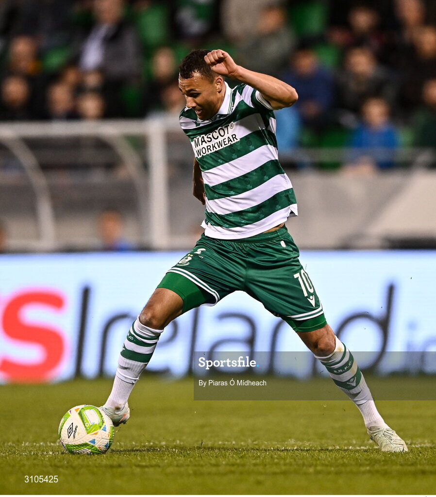 11 April 2025; Graham Burke of Shamrock Rovers during the SSE Airtricity Men's Premier Division match between Shamrock Rovers and Waterford at Tallaght Stadium in Dublin. Photo by Piaras Ó Mídheach/Sportsfile