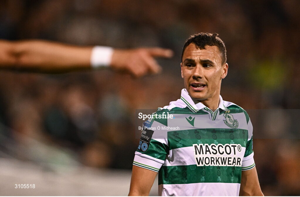 11 April 2025; Graham Burke of Shamrock Rovers during the SSE Airtricity Men's Premier Division match between Shamrock Rovers and Waterford at Tallaght Stadium in Dublin. Photo by Piaras Ó Mídheach/Sportsfile