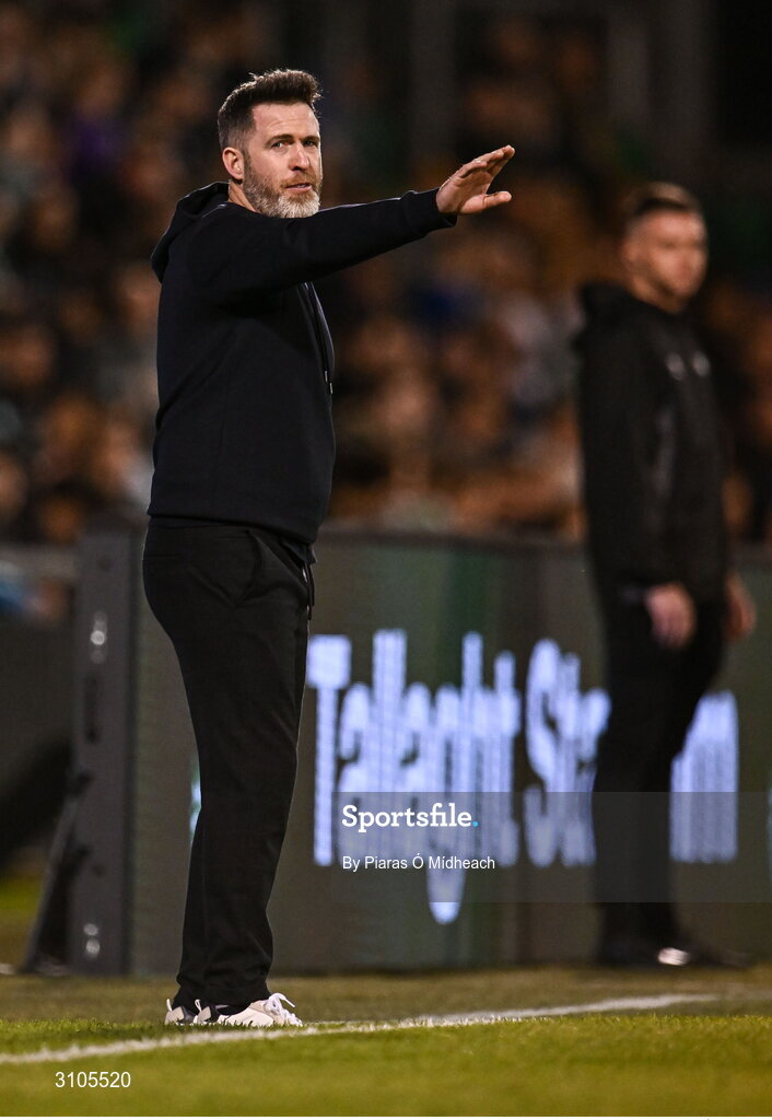 11 April 2025; Shamrock Rovers manager Stephen Bradley during the SSE Airtricity Men's Premier Division match between Shamrock Rovers and Waterford at Tallaght Stadium in Dublin. Photo by Piaras Ó Mídheach/Sportsfile