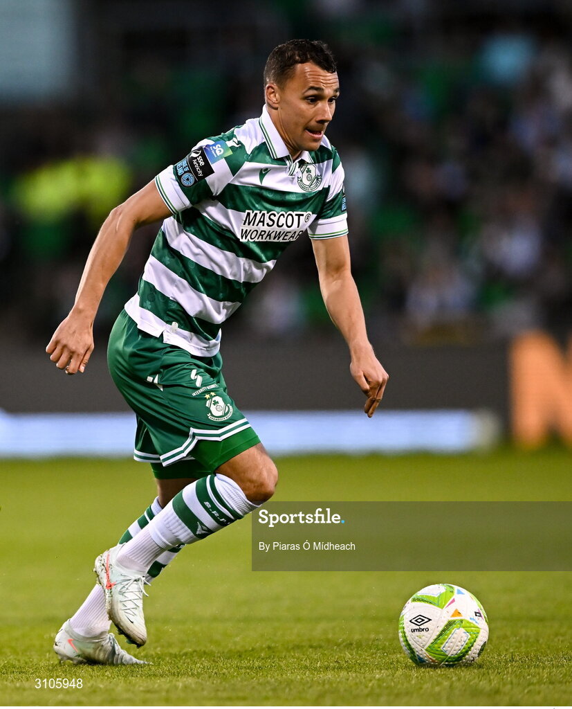 11 April 2025; Graham Burke of Shamrock Rovers during the SSE Airtricity Men's Premier Division match between Shamrock Rovers and Waterford at Tallaght Stadium in Dublin. Photo by Piaras Ó Mídheach/Sportsfile