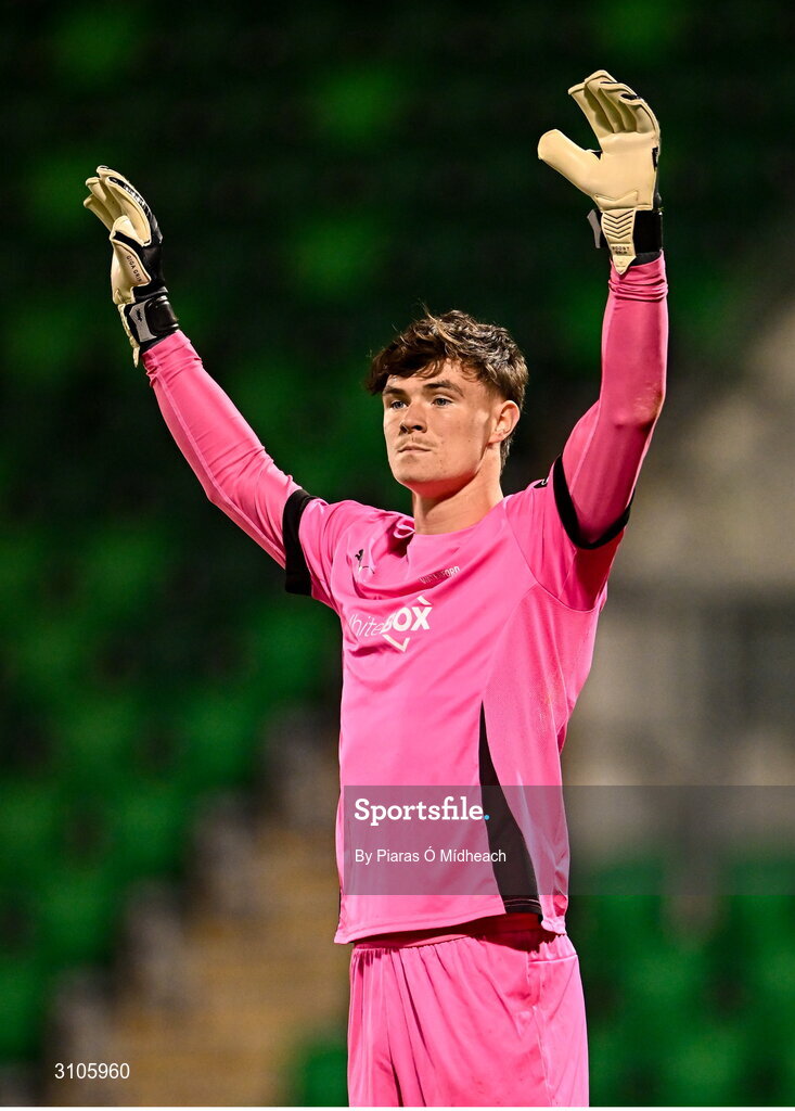 11 April 2025; Waterford goalkeeper Stephen McMullan during the SSE Airtricity Men's Premier Division match between Shamrock Rovers and Waterford at Tallaght Stadium in Dublin. Photo by Piaras Ó Mídheach/Sportsfile
