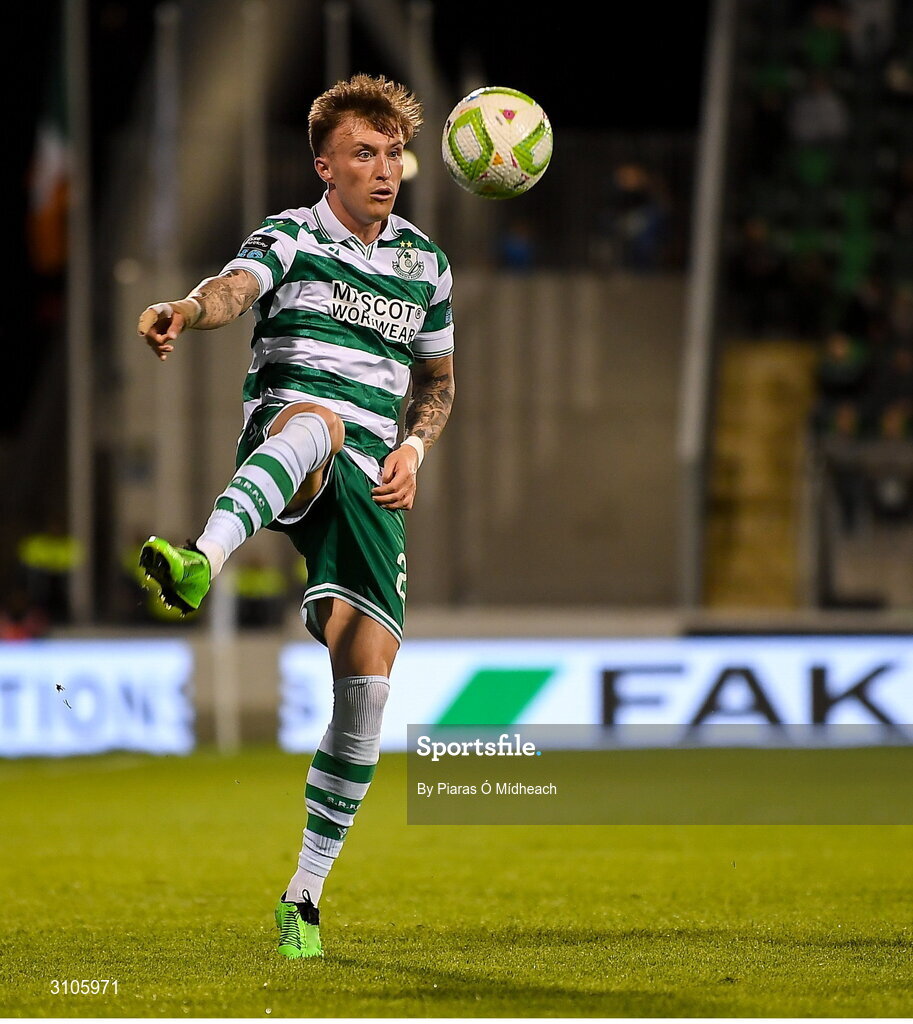 11 April 2025; Danny Grant of Shamrock Rovers during the SSE Airtricity Men's Premier Division match between Shamrock Rovers and Waterford at Tallaght Stadium in Dublin. Photo by Piaras Ó Mídheach/Sportsfile