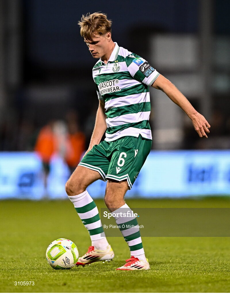 11 April 2025; Daniel Cleary of Shamrock Rovers during the SSE Airtricity Men's Premier Division match between Shamrock Rovers and Waterford at Tallaght Stadium in Dublin. Photo by Piaras Ó Mídheach/Sportsfile