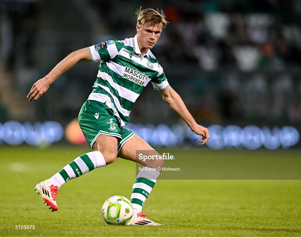 11 April 2025; Daniel Cleary of Shamrock Rovers during the SSE Airtricity Men's Premier Division match between Shamrock Rovers and Waterford at Tallaght Stadium in Dublin. Photo by Piaras Ó Mídheach/Sportsfile