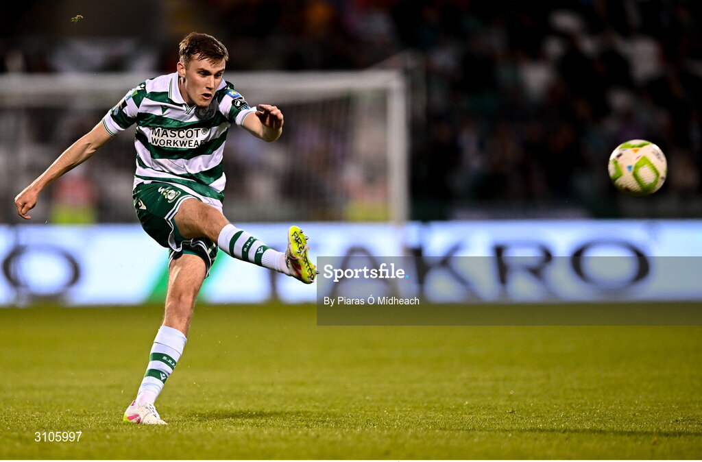 11 April 2025; Matt Healy of Shamrock Rovers during the SSE Airtricity Men's Premier Division match between Shamrock Rovers and Waterford at Tallaght Stadium in Dublin. Photo by Piaras Ó Mídheach/Sportsfile