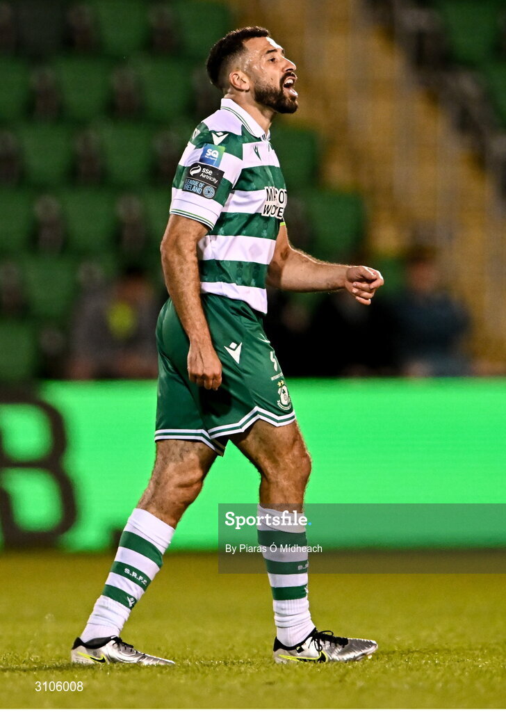 11 April 2025; Roberto Lopes of Shamrock Rovers during the SSE Airtricity Men's Premier Division match between Shamrock Rovers and Waterford at Tallaght Stadium in Dublin. Photo by Piaras Ó Mídheach/Sportsfile