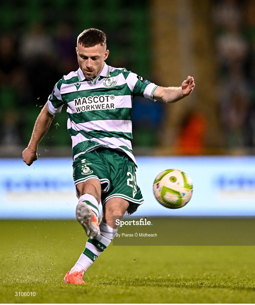 11 April 2025; Jack Byrne of Shamrock Rovers during the SSE Airtricity Men's Premier Division match between Shamrock Rovers and Waterford at Tallaght Stadium in Dublin. Photo by Piaras Ó Mídheach/Sportsfile