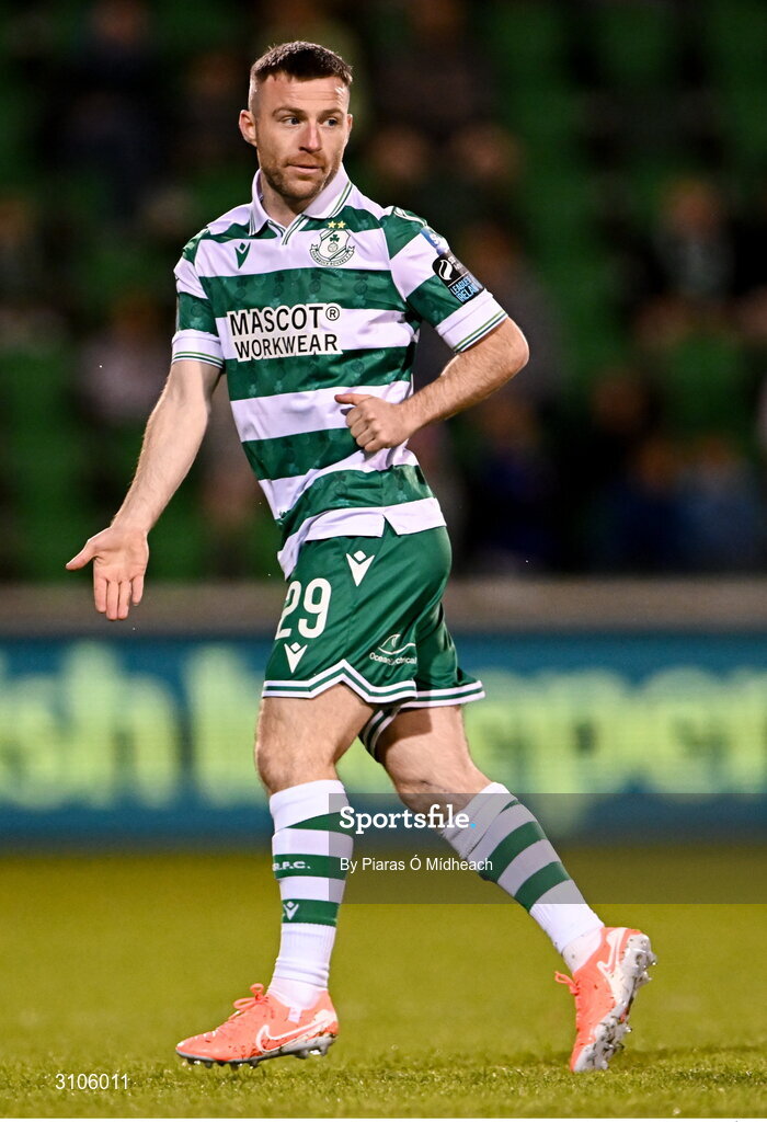 11 April 2025; Jack Byrne of Shamrock Rovers during the SSE Airtricity Men's Premier Division match between Shamrock Rovers and Waterford at Tallaght Stadium in Dublin. Photo by Piaras Ó Mídheach/Sportsfile