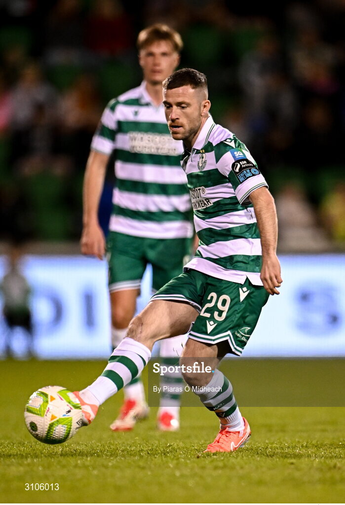 11 April 2025; Jack Byrne of Shamrock Rovers during the SSE Airtricity Men's Premier Division match between Shamrock Rovers and Waterford at Tallaght Stadium in Dublin. Photo by Piaras Ó Mídheach/Sportsfile