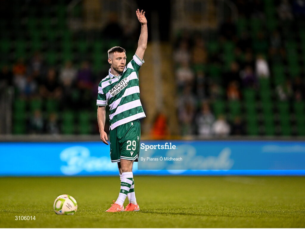 11 April 2025; Jack Byrne of Shamrock Rovers during the SSE Airtricity Men's Premier Division match between Shamrock Rovers and Waterford at Tallaght Stadium in Dublin. Photo by Piaras Ó Mídheach/Sportsfile