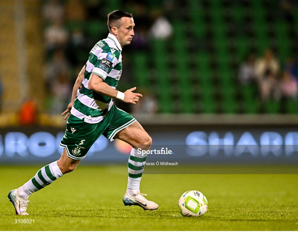 11 April 2025; Aaron McEneff of Shamrock Rovers during the SSE Airtricity Men's Premier Division match between Shamrock Rovers and Waterford at Tallaght Stadium in Dublin. Photo by Piaras Ó Mídheach/Sportsfile