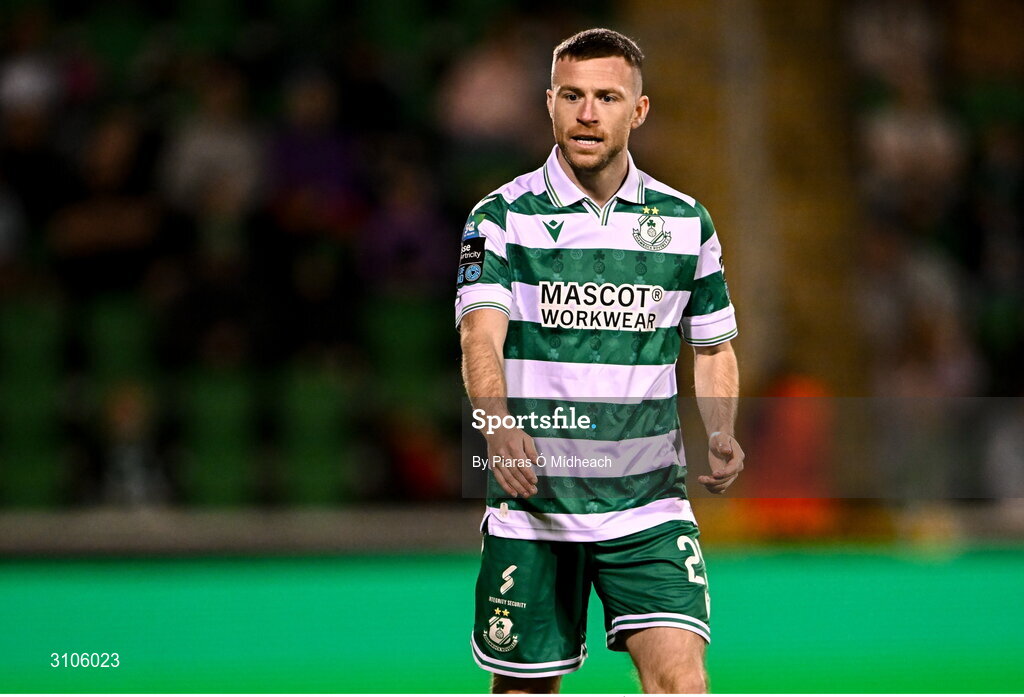 11 April 2025; Jack Byrne of Shamrock Rovers during the SSE Airtricity Men's Premier Division match between Shamrock Rovers and Waterford at Tallaght Stadium in Dublin. Photo by Piaras Ó Mídheach/Sportsfile
