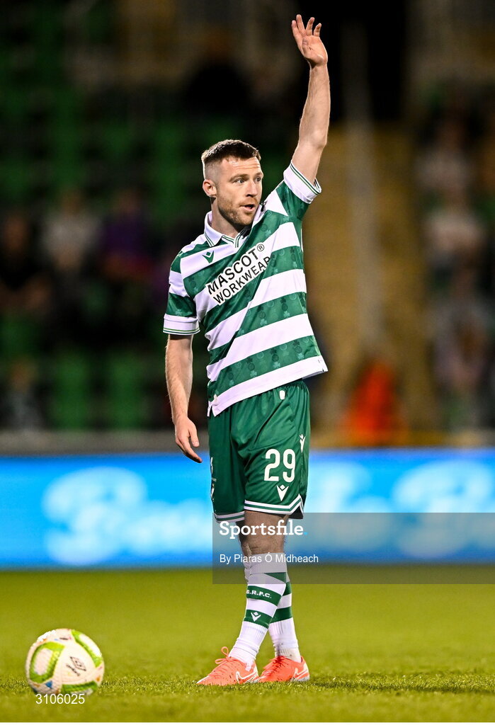 11 April 2025; Jack Byrne of Shamrock Rovers during the SSE Airtricity Men's Premier Division match between Shamrock Rovers and Waterford at Tallaght Stadium in Dublin. Photo by Piaras Ó Mídheach/Sportsfile