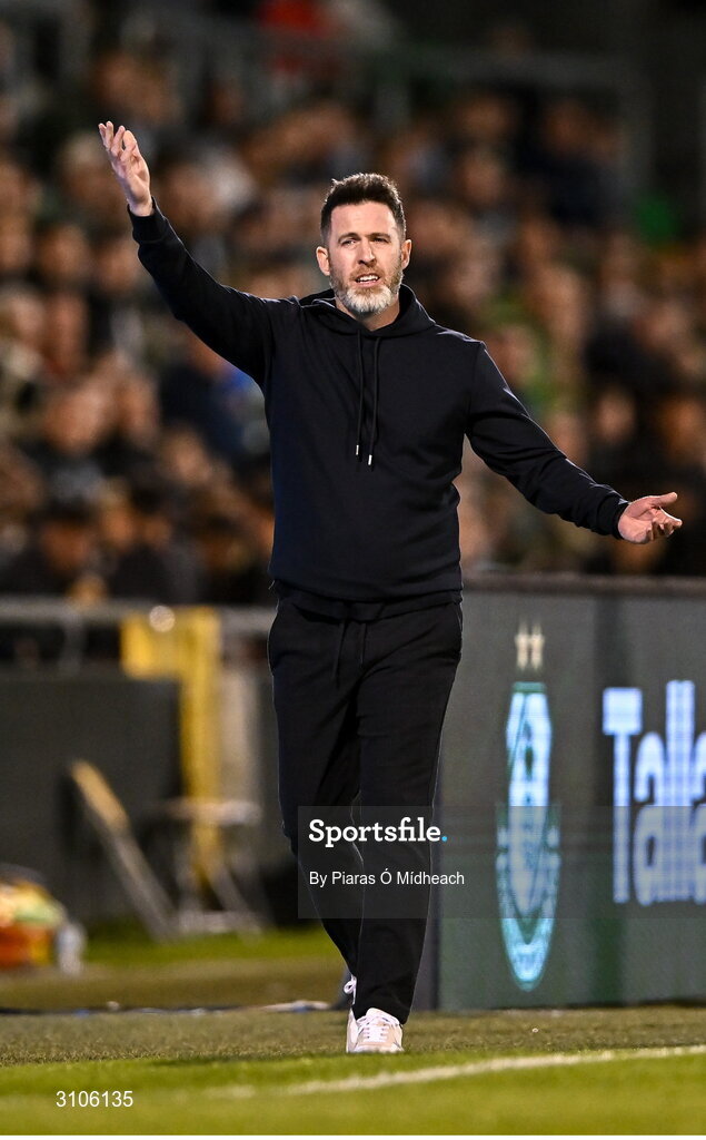 11 April 2025; Shamrock Rovers manager Stephen Bradley during the SSE Airtricity Men's Premier Division match between Shamrock Rovers and Waterford at Tallaght Stadium in Dublin. Photo by Piaras Ó Mídheach/Sportsfile