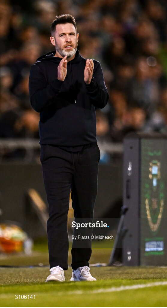 11 April 2025; Shamrock Rovers manager Stephen Bradley during the SSE Airtricity Men's Premier Division match between Shamrock Rovers and Waterford at Tallaght Stadium in Dublin. Photo by Piaras Ó Mídheach/Sportsfile