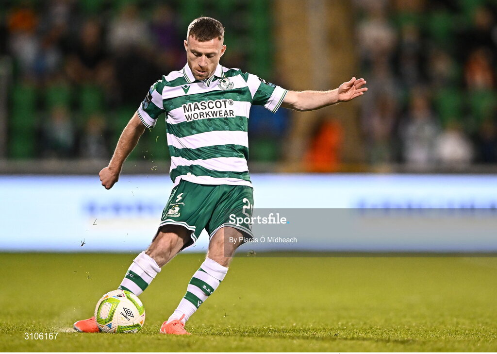 11 April 2025; Jack Byrne of Shamrock Rovers during the SSE Airtricity Men's Premier Division match between Shamrock Rovers and Waterford at Tallaght Stadium in Dublin. Photo by Piaras Ó Mídheach/Sportsfile