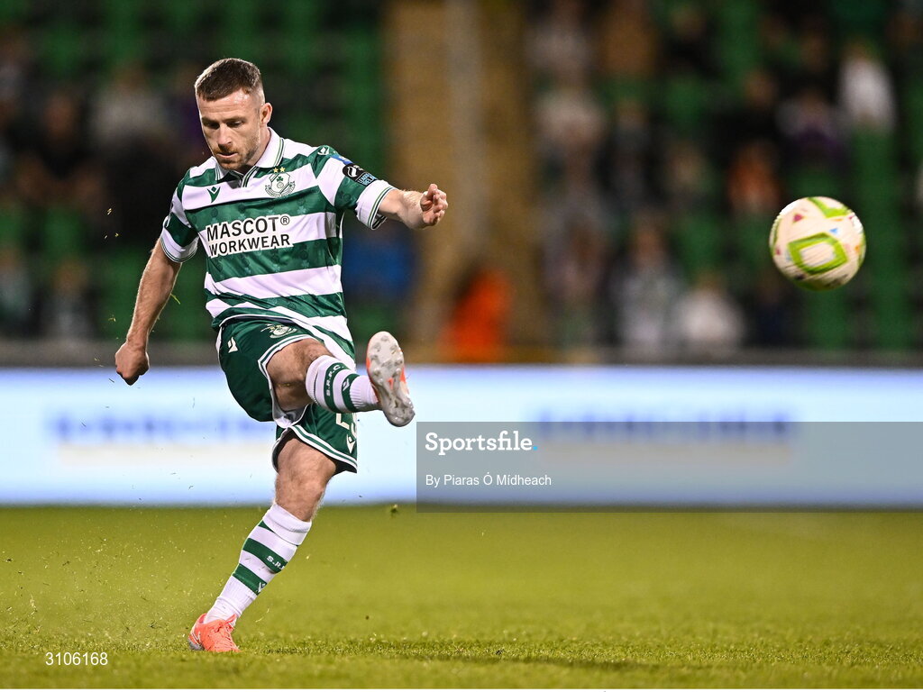 11 April 2025; Jack Byrne of Shamrock Rovers during the SSE Airtricity Men's Premier Division match between Shamrock Rovers and Waterford at Tallaght Stadium in Dublin. Photo by Piaras Ó Mídheach/Sportsfile