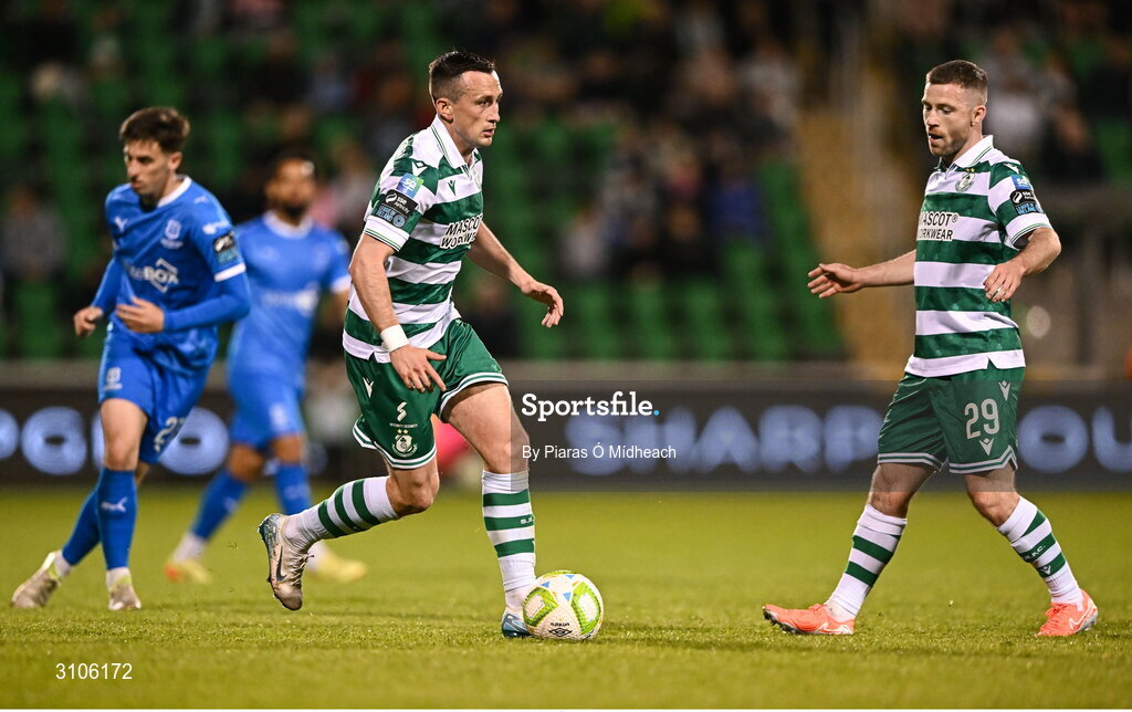 11 April 2025; Aaron McEneff of Shamrock Rovers during the SSE Airtricity Men's Premier Division match between Shamrock Rovers and Waterford at Tallaght Stadium in Dublin. Photo by Piaras Ó Mídheach/Sportsfile