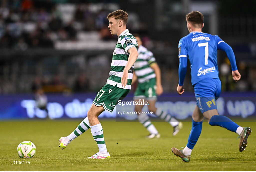 11 April 2025; Matt Healy of Shamrock Rovers during the SSE Airtricity Men's Premier Division match between Shamrock Rovers and Waterford at Tallaght Stadium in Dublin. Photo by Piaras Ó Mídheach/Sportsfile