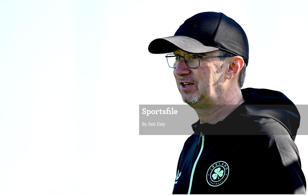 17 April 2025; Republic of Ireland head coach Richard Berkeley before the Girls U15 SAFIB Bob Docherty Cup match between Northern Ireland and Republic of Ireland at Greenisland FC in Antrim. Photo by Seb Daly/Sportsfile