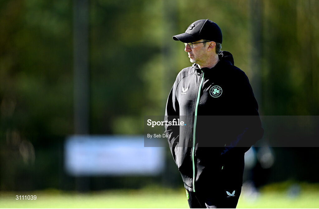 17 April 2025; Republic of Ireland head coach Richard Berkeley before the Girls U15 SAFIB Bob Docherty Cup match between Northern Ireland and Republic of Ireland at Greenisland FC in Antrim. Photo by Seb Daly/Sportsfile
