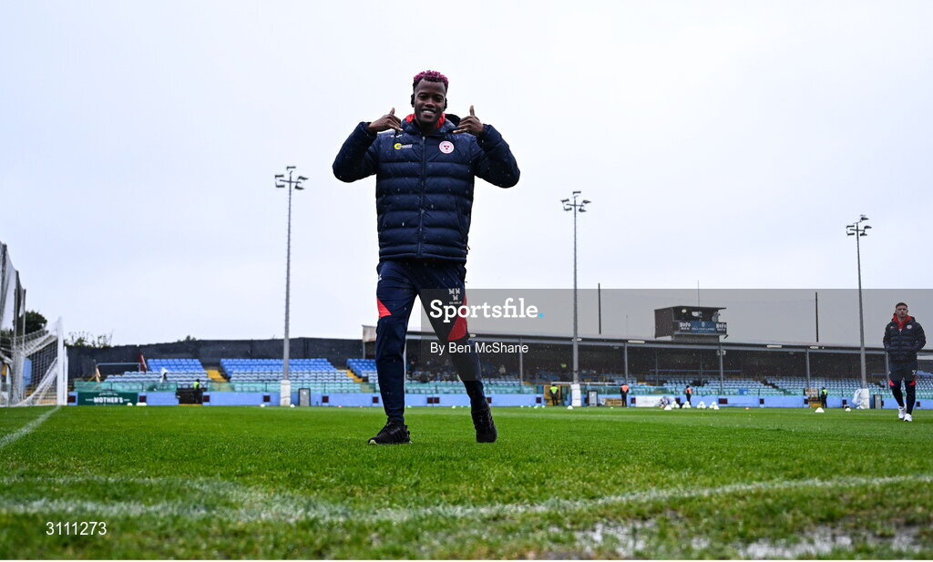 18 April 2025; Rayhann Tulloch of Shelbourne before the SSE Airtricity Men's Premier Division match between Drogheda United and Shelbourne at Sullivan & Lambe Park in Drogheda, Louth. Photo by Ben McShane/Sportsfile