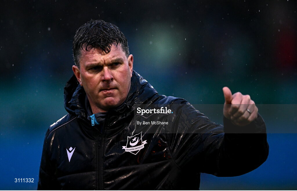 18 April 2025; Drogheda United manager Kevin Doherty before the SSE Airtricity Men's Premier Division match between Drogheda United and Shelbourne at Sullivan & Lambe Park in Drogheda, Louth. Photo by Ben McShane/Sportsfile