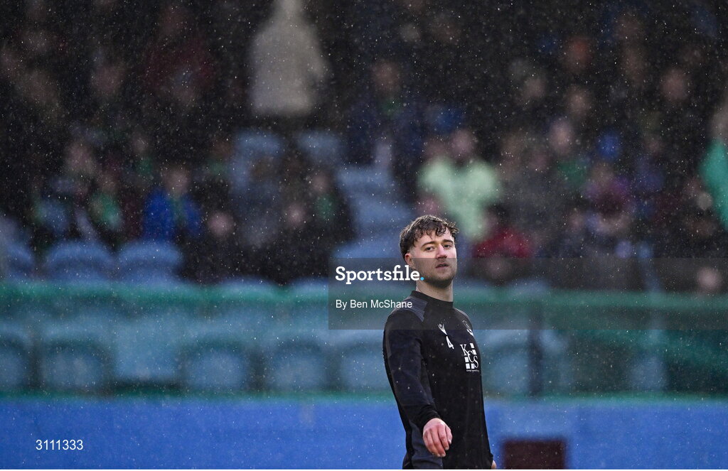 18 April 2025; Andrew Quinn of Drogheda United before the SSE Airtricity Men's Premier Division match between Drogheda United and Shelbourne at Sullivan & Lambe Park in Drogheda, Louth. Photo by Ben McShane/Sportsfile