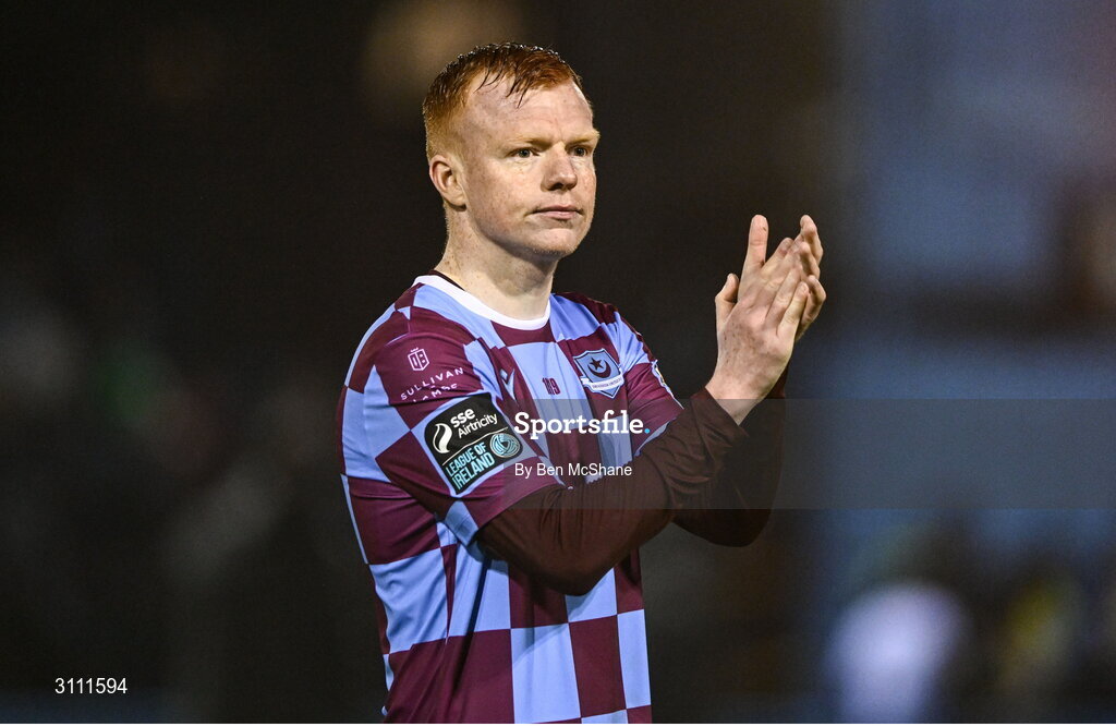 18 April 2025; Shane Farrell of Drogheda United after the SSE Airtricity Men's Premier Division match between Drogheda United and Shelbourne at Sullivan & Lambe Park in Drogheda, Louth. Photo by Ben McShane/Sportsfile