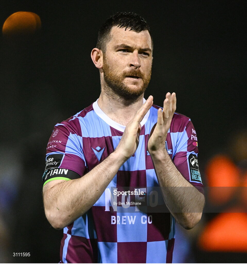 18 April 2025; Ryan Brennan of Drogheda United after the SSE Airtricity Men's Premier Division match between Drogheda United and Shelbourne at Sullivan & Lambe Park in Drogheda, Louth. Photo by Ben McShane/Sportsfile