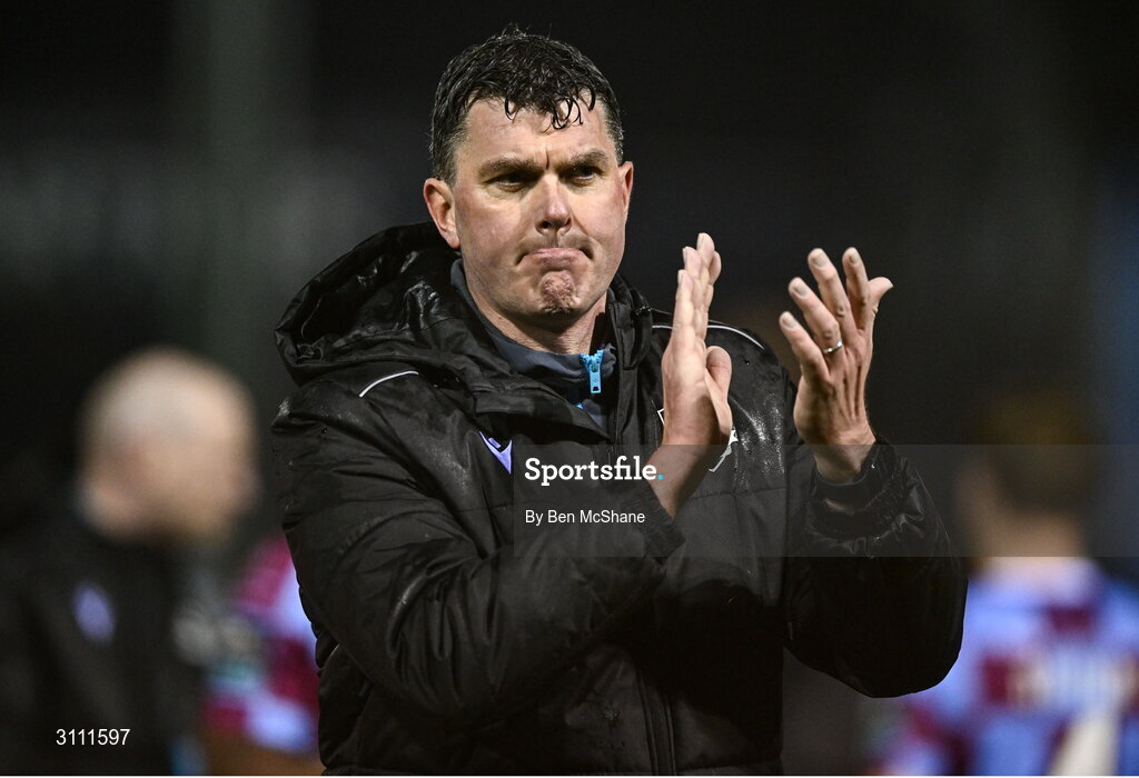 18 April 2025; Drogheda United manager Kevin Doherty after the SSE Airtricity Men's Premier Division match between Drogheda United and Shelbourne at Sullivan & Lambe Park in Drogheda, Louth. Photo by Ben McShane/Sportsfile