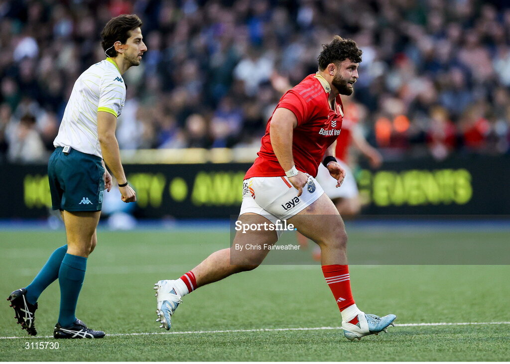 25 April 2025; Michael Milne of Munster during the United Rugby Championship match between Cardiff and Munster at Cardiff Arms Park in Cardiff, Wales. Photo by Chris Fairweather/Sportsfile