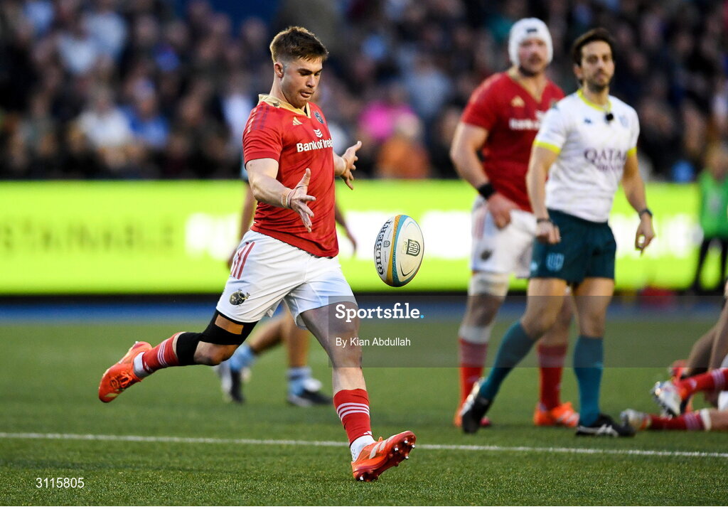 25 April 2025; Craig Casey of Munster in action during the United Rugby Championship match between Cardiff and Munster at Cardiff Arms Park in Cardiff, Wales. Photo by Kian Abdullah/Sportsfile