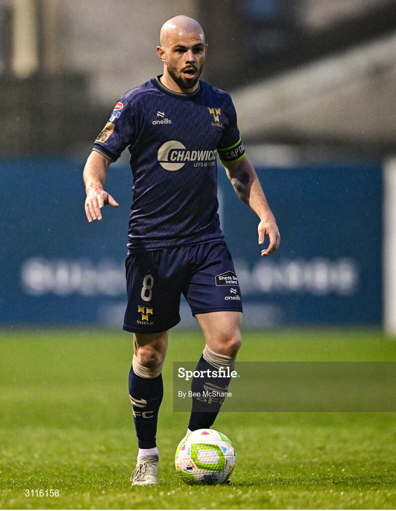 18 April 2025; Mark Coyle of Shelbourne during the SSE Airtricity Men's Premier Division match between Drogheda United and Shelbourne at Sullivan & Lambe Park in Drogheda, Louth. Photo by Ben McShane/Sportsfile