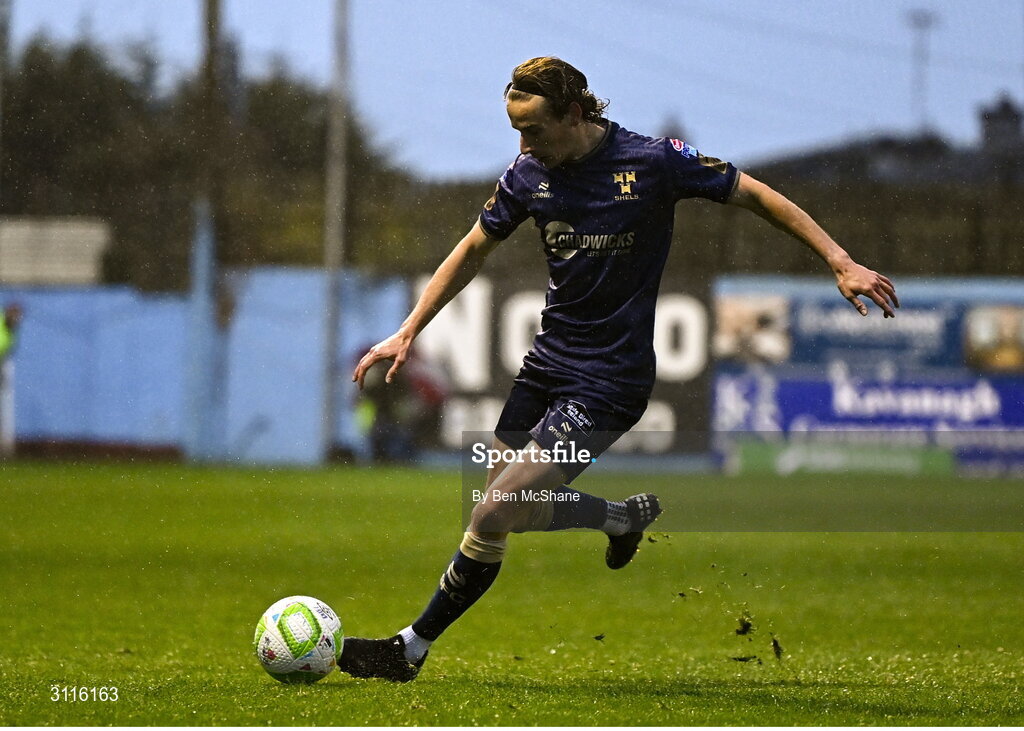 18 April 2025; Harry Wood of Shelbourne during the SSE Airtricity Men's Premier Division match between Drogheda United and Shelbourne at Sullivan & Lambe Park in Drogheda, Louth. Photo by Ben McShane/Sportsfile