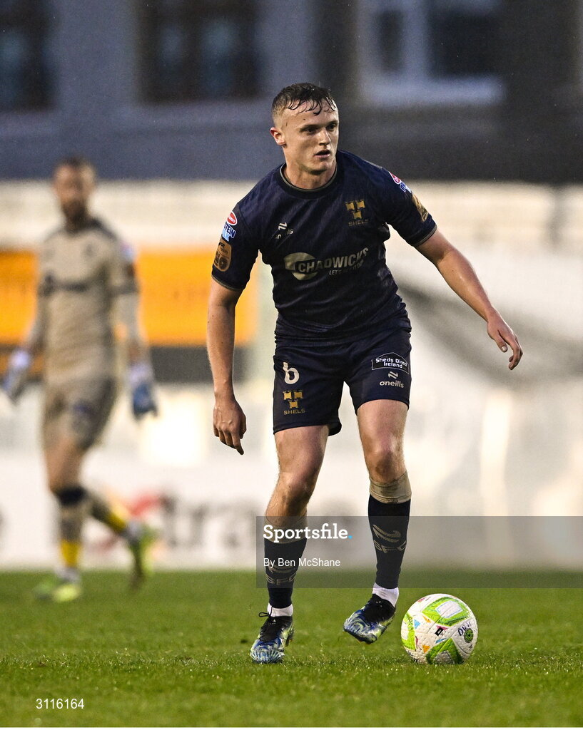 18 April 2025; JJ Lunney of Shelbourne during the SSE Airtricity Men's Premier Division match between Drogheda United and Shelbourne at Sullivan & Lambe Park in Drogheda, Louth. Photo by Ben McShane/Sportsfile