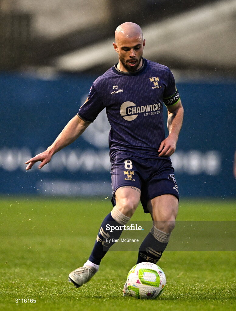 18 April 2025; Mark Coyle of Shelbourne during the SSE Airtricity Men's Premier Division match between Drogheda United and Shelbourne at Sullivan & Lambe Park in Drogheda, Louth. Photo by Ben McShane/Sportsfile
