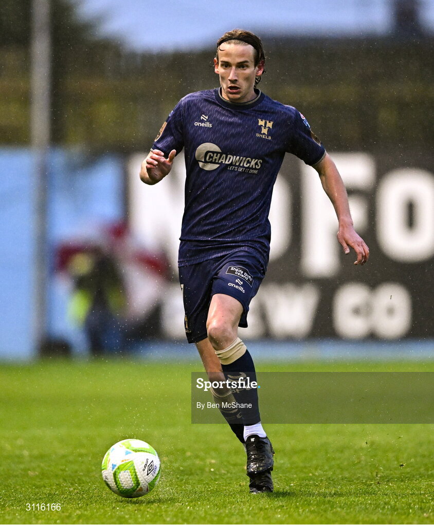18 April 2025; Harry Wood of Shelbourne during the SSE Airtricity Men's Premier Division match between Drogheda United and Shelbourne at Sullivan & Lambe Park in Drogheda, Louth. Photo by Ben McShane/Sportsfile