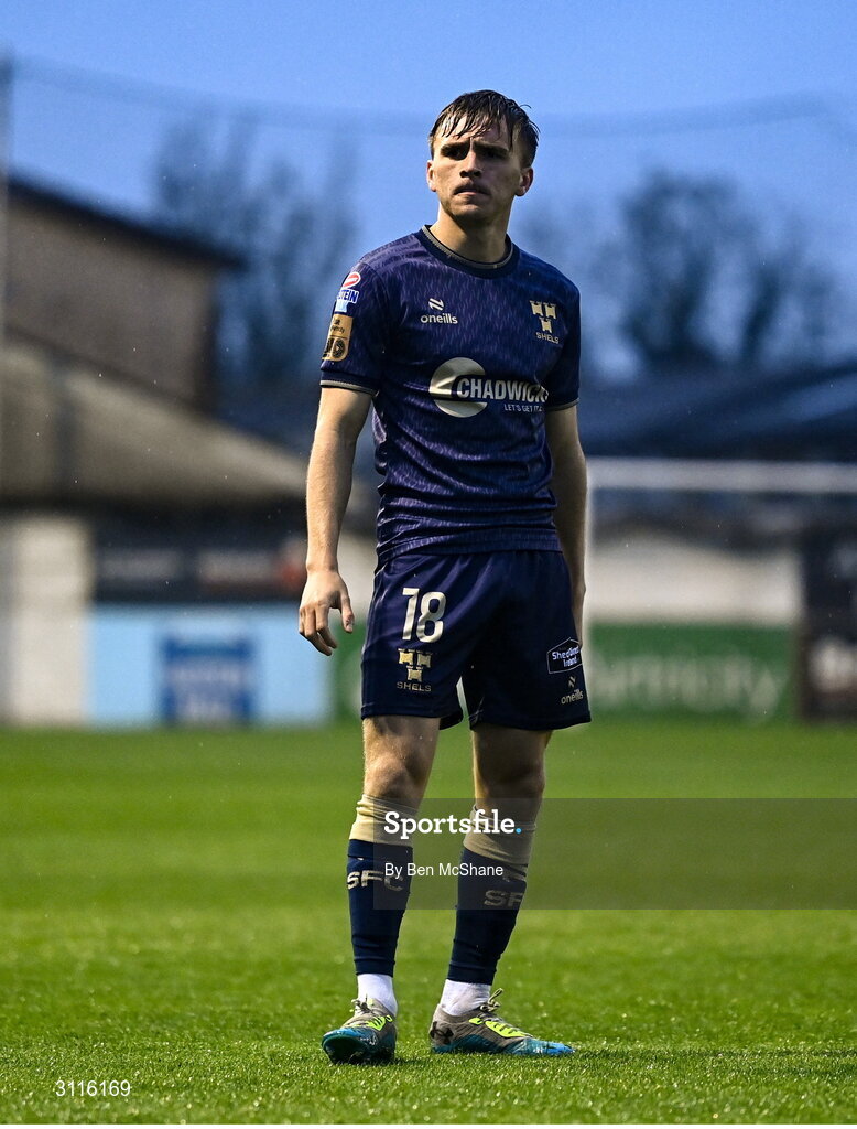 18 April 2025; James Norris of Shelbourne during the SSE Airtricity Men's Premier Division match between Drogheda United and Shelbourne at Sullivan & Lambe Park in Drogheda, Louth. Photo by Ben McShane/Sportsfile