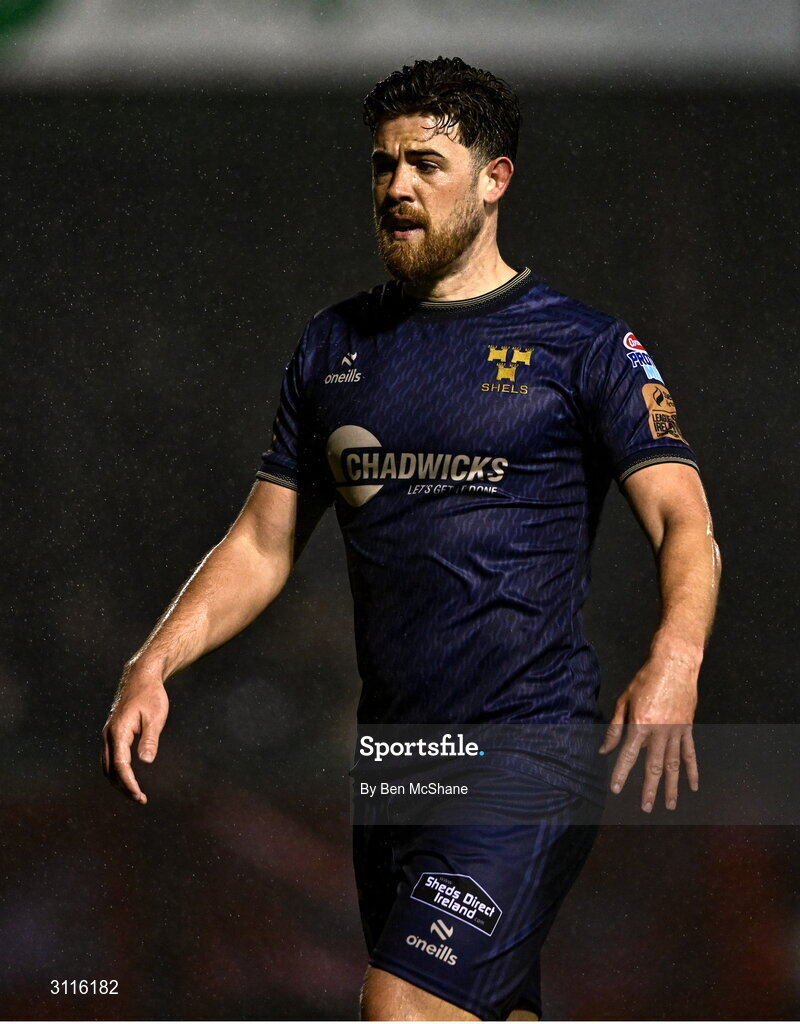 18 April 2025; Sam Bone of Shelbourne during the SSE Airtricity Men's Premier Division match between Drogheda United and Shelbourne at Sullivan & Lambe Park in Drogheda, Louth. Photo by Ben McShane/Sportsfile