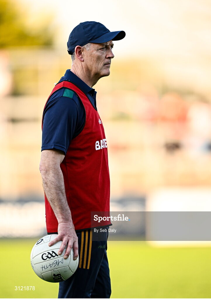 30 April 2025; Meath manager Cathal Ó Bric before the Dalata Hotel Group Leinster GAA Football U20 Championship final match between Meath and Louth at Cedral St Conleth’s Park in Newbridge, Kildare. Photo by Seb Daly/Sportsfile