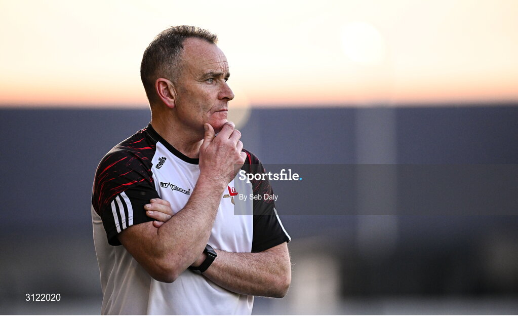 30 April 2025; Louth manager Fergal Reel during the Dalata Hotel Group Leinster GAA Football U20 Championship final match between Meath and Louth at Cedral St Conleth’s Park in Newbridge, Kildare. Photo by Seb Daly/Sportsfile