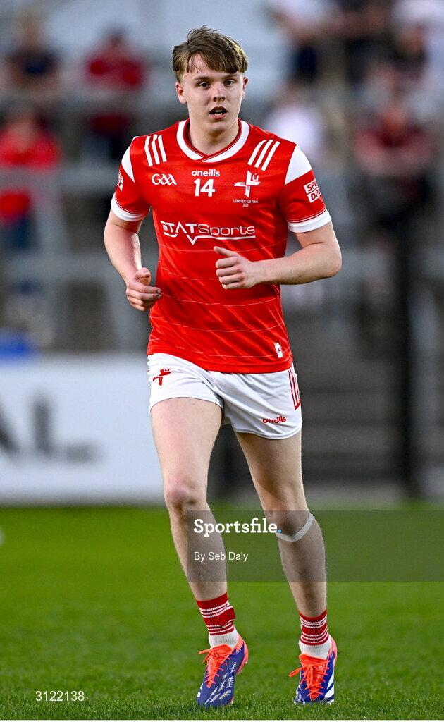 30 April 2025; Dylan Shelvin of Louth during the Dalata Hotel Group Leinster GAA Football U20 Championship final match between Meath and Louth at Cedral St Conleth’s Park in Newbridge, Kildare. Photo by Seb Daly/Sportsfile