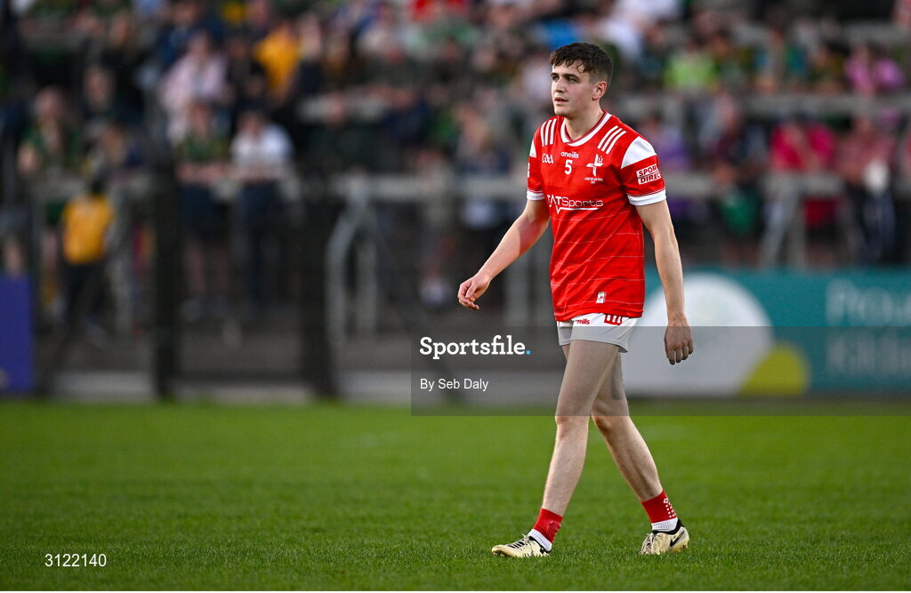30 April 2025; Tadgh McDonell of Louth during the Dalata Hotel Group Leinster GAA Football U20 Championship final match between Meath and Louth at Cedral St Conleth’s Park in Newbridge, Kildare. Photo by Seb Daly/Sportsfile