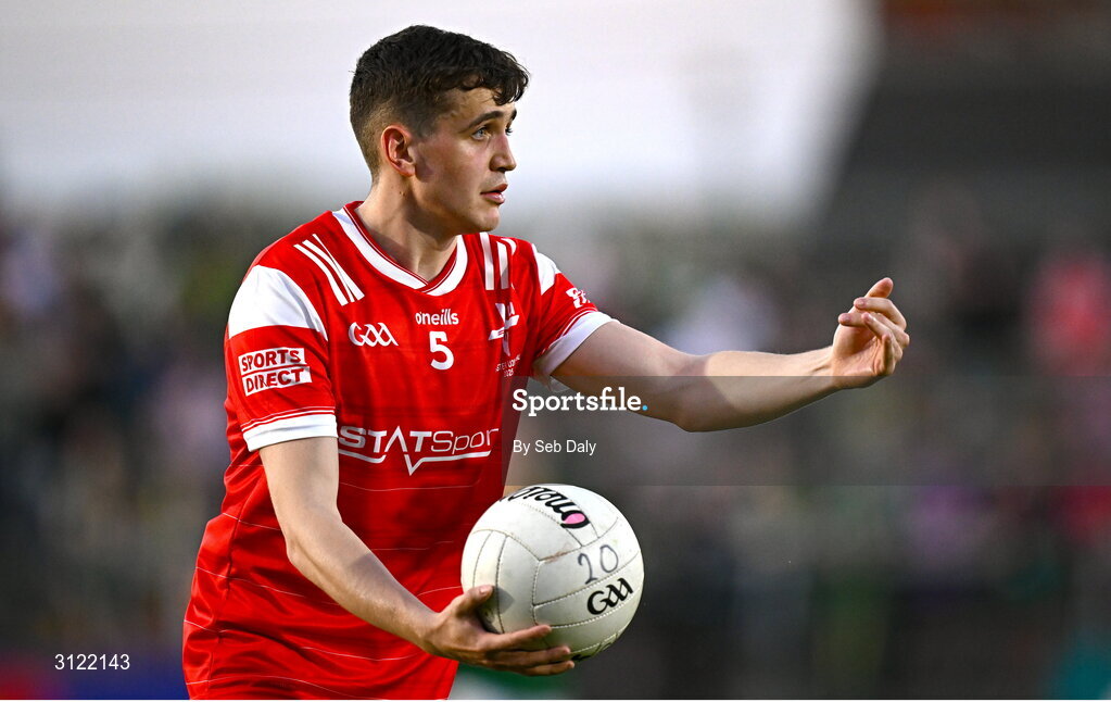 30 April 2025; Tadgh McDonell of Louth during the Dalata Hotel Group Leinster GAA Football U20 Championship final match between Meath and Louth at Cedral St Conleth’s Park in Newbridge, Kildare. Photo by Seb Daly/Sportsfile