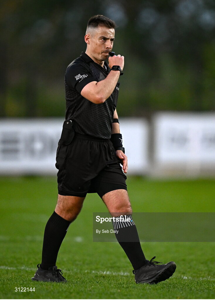 30 April 2025; Referee Ian Howley during the Dalata Hotel Group Leinster GAA Football U20 Championship final match between Meath and Louth at Cedral St Conleth’s Park in Newbridge, Kildare. Photo by Seb Daly/Sportsfile