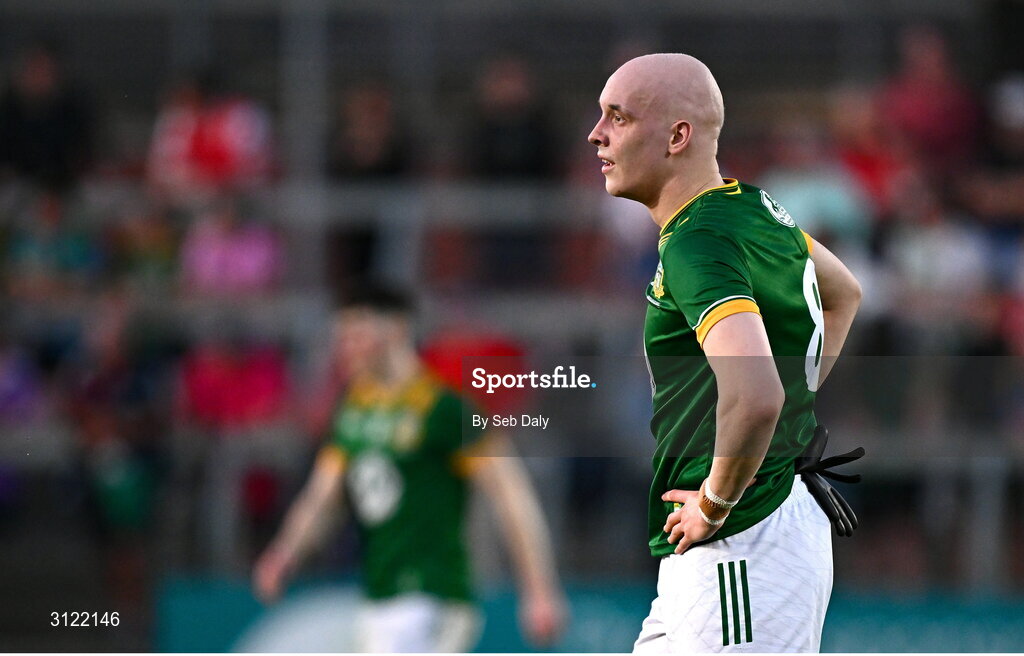 30 April 2025; Eamonn Armstrong of Meath during the Dalata Hotel Group Leinster GAA Football U20 Championship final match between Meath and Louth at Cedral St Conleth’s Park in Newbridge, Kildare. Photo by Seb Daly/Sportsfile