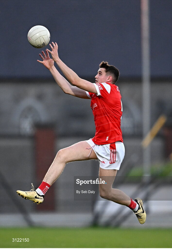 30 April 2025; Tadgh McDonell of Louth during the Dalata Hotel Group Leinster GAA Football U20 Championship final match between Meath and Louth at Cedral St Conleth’s Park in Newbridge, Kildare. Photo by Seb Daly/Sportsfile