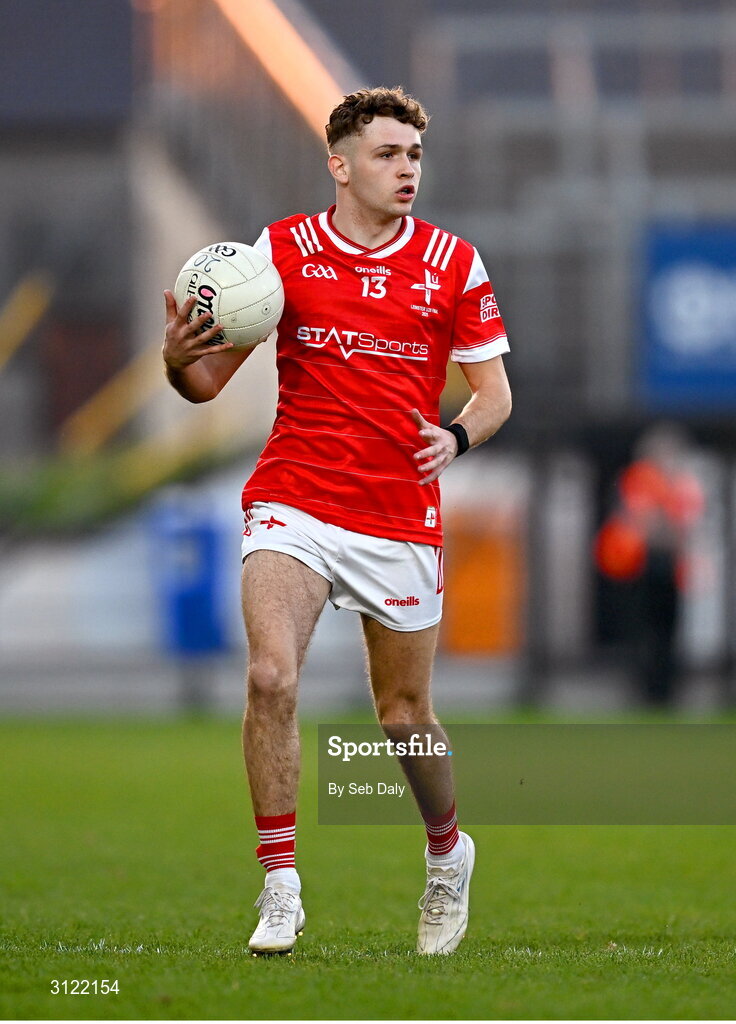 30 April 2025; Adam Gillespie of Louth during the Dalata Hotel Group Leinster GAA Football U20 Championship final match between Meath and Louth at Cedral St Conleth’s Park in Newbridge, Kildare. Photo by Seb Daly/Sportsfile